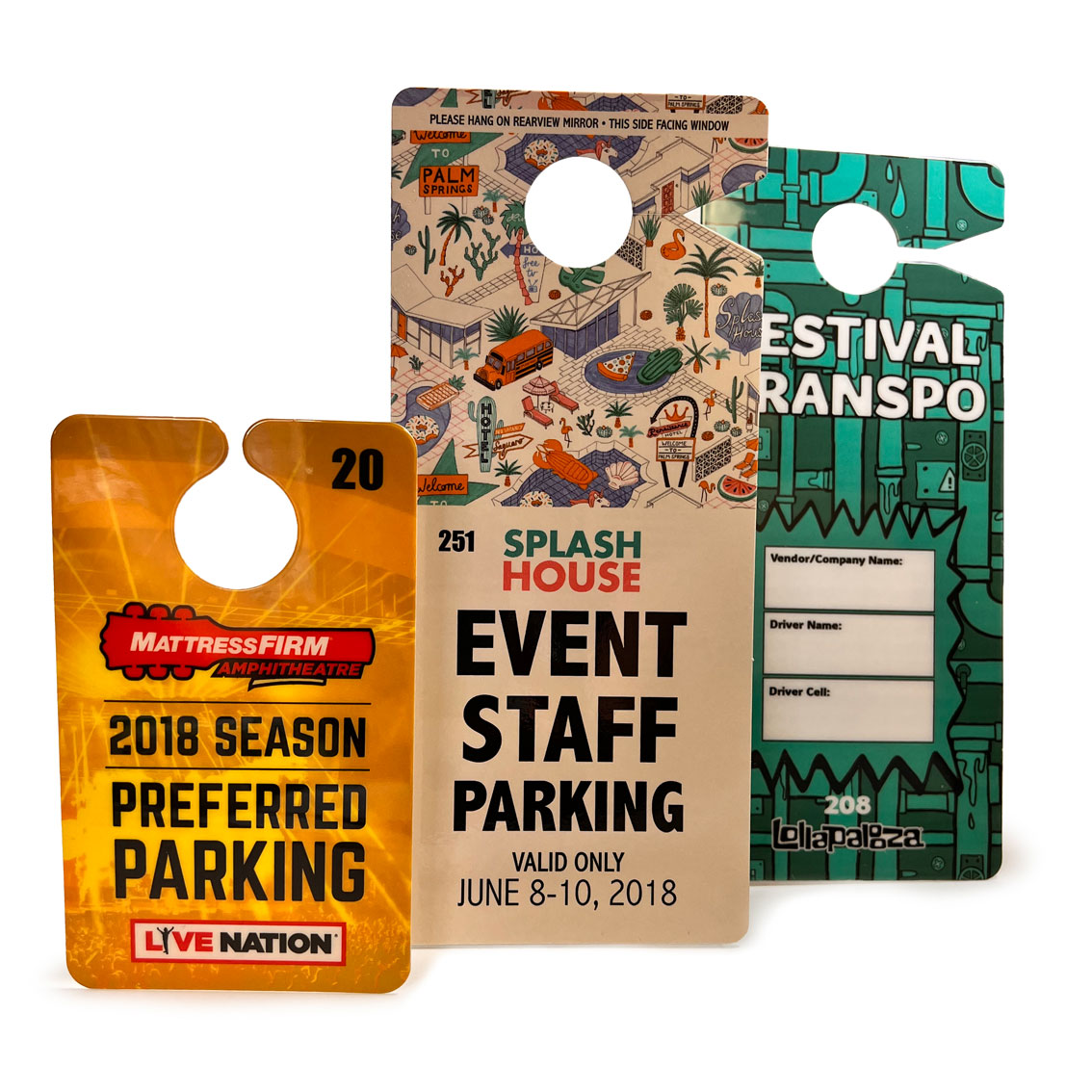 Custom Hanging Laminated Parking Passes