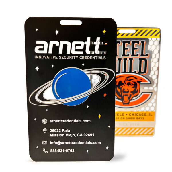 metal badges with cutouts