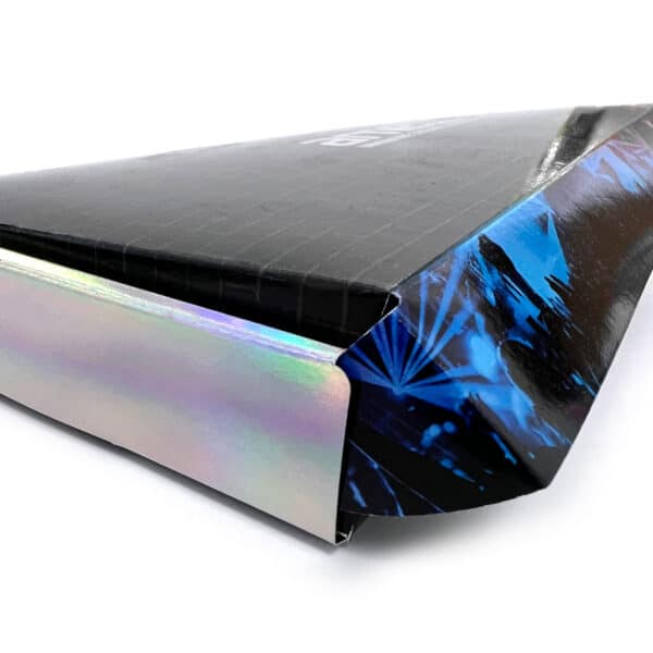 Tabs tuck neatly into box for easy fulfillment